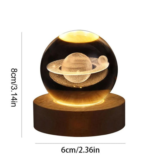 3D Moon Crystal Ball Night Light – LED Lunar Lamp for Bedroom, Home Décor & Romantic Gift
