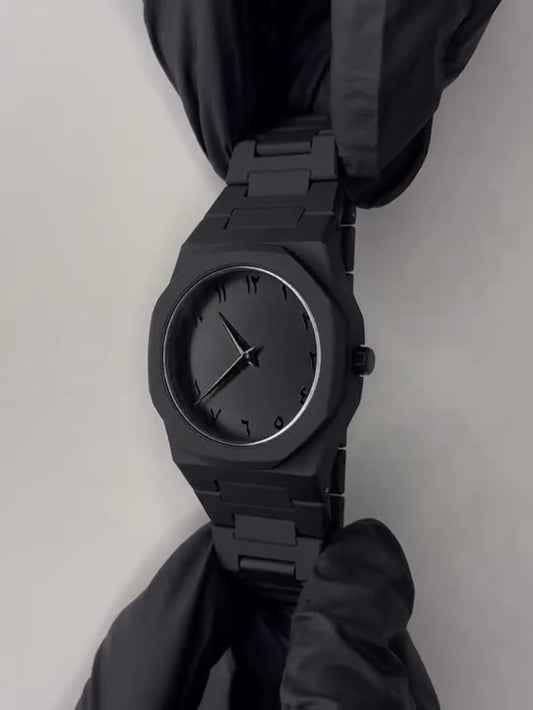 Full Black Aura Quartz Watch – Stylish Luxury Unisex Wristwatch with Waterproof Quartz Movement