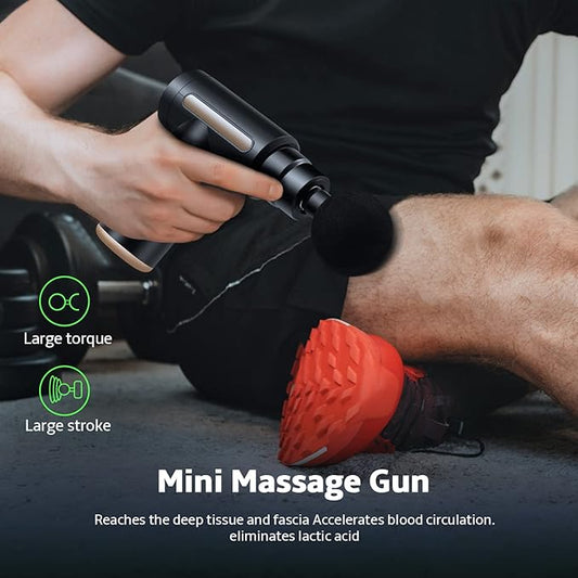 Deep Tissue Massage Gun for Pain Relief & Muscle Recovery – Handheld Percussion Massager with 6 Speeds & Multiple Heads.