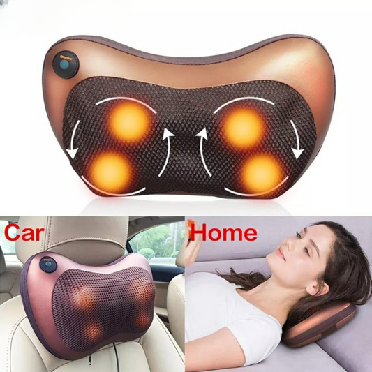 Car & Home Electric Massager Pillow – Portable Neck, Back, and Shoulder Pain Relief with Heat Function